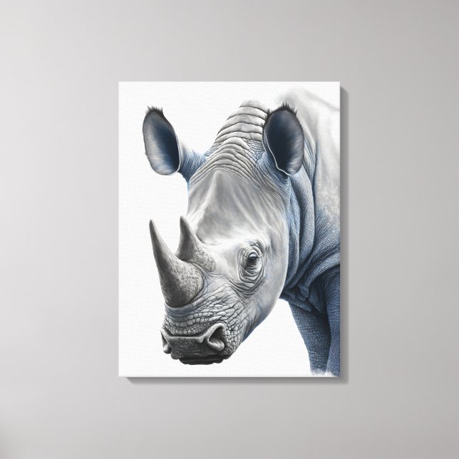 Toile Illustration Rhino - Dessin au crayon (Recto)