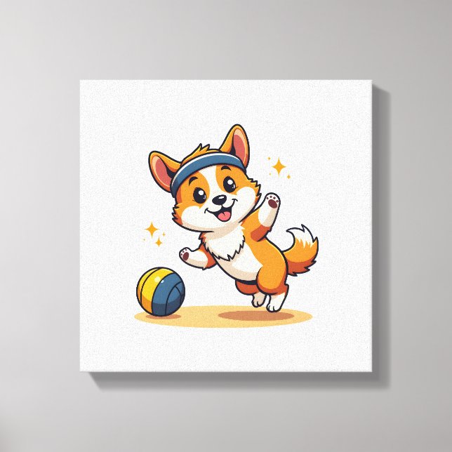 Toile Illustration vectorielle de chien de volley-ball C (Recto)