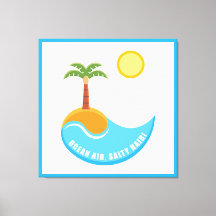Illustration Vibrante De Plage Et D'Ocean Air Palm