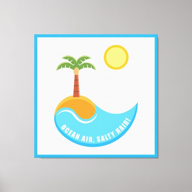 Toile Illustration Vibrante De Plage Et D'Ocean Air Palm (Recto)
