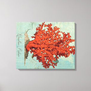 Toile Illustration vintage de corail rouge