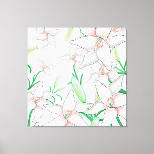Toile Illustration White Lilies