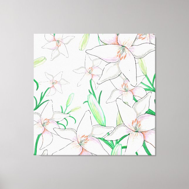 Toile Illustration White Lilies (Recto)