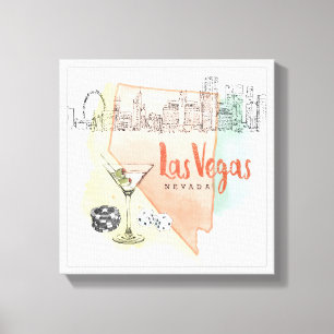 Toile Image de croquis d'aquarelle de Las Vegas, Nevada