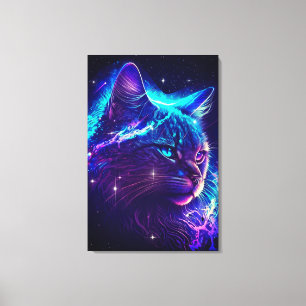 Toile Imaginaire Abstrait Cute Galaxy Space Kitty Cat Ar