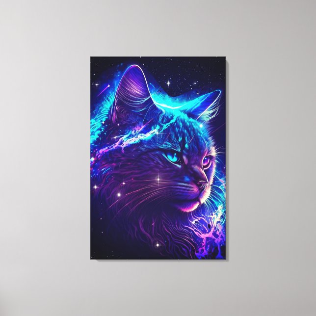 Toile Imaginaire Abstrait Cute Galaxy Space Kitty Cat Ar (Recto)