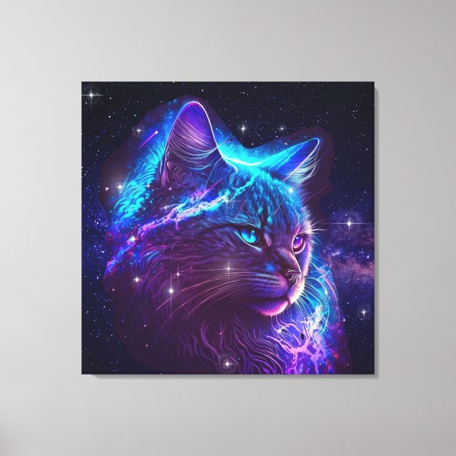 Toile Imaginaire Abstrait Cute Galaxy Space Kitty Chat (Recto)