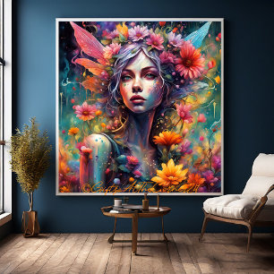 Toile Imaginaire Belle Fleur Colorée Princesse Fée