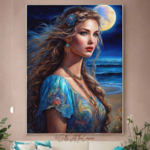 Toile Imaginaire Belle Maiden Princess Fullmoon Beach