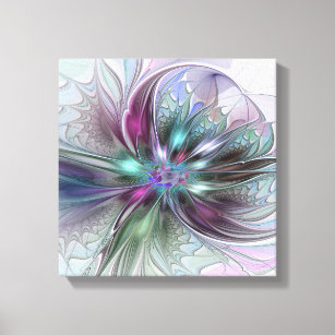 Toile Imaginaire coloré Abstrait Fleur fractale moderne