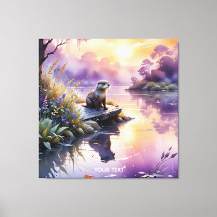 Toile Imaginaire Coucher de soleil mignon Lac pourpre