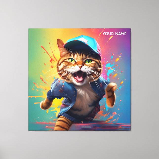 Toile Imaginaire Cute Chat Dancing Hip-pop (Recto)