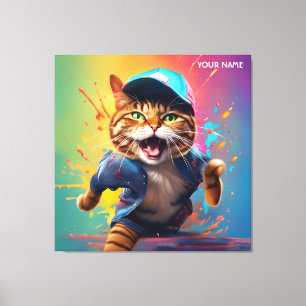 Toile Imaginaire Cute Chat Dancing Hip-pop