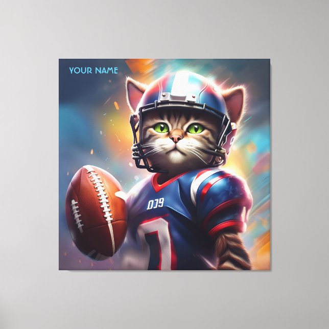Toile Imaginaire Cute Chat Football Uniforme (Recto)