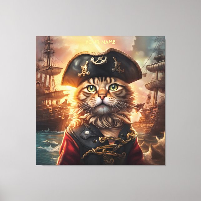 Toile Imaginaire Cute Chat Pirate Casquette (Recto)