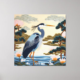 Toile Imaginaire Cute Vivid japonais Heron Blue