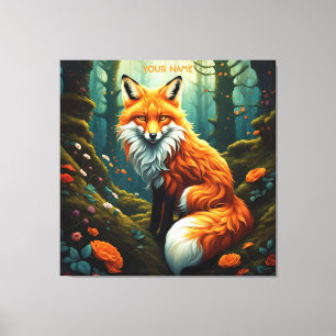 Toile Imaginaire Cute Vivid Majestic Fox Flowers