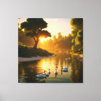 Imaginaire Cute Vivid Swans Sunset Forest. Parfait