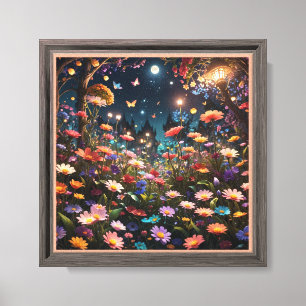 Toile Imaginaire de jardin enchanté - Fleur de nuit magi
