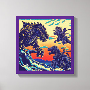 Toile Imaginaire Dinosaure Robots Anime - Woodcut 1
