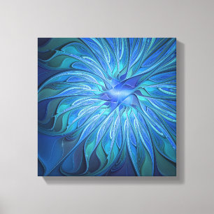 Toile Imaginaire Fleur Bleue Motif, Art Fractal Abstrait