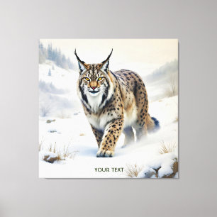Toile Imaginaire Lynx doux neige hivernale