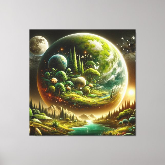 Toile Imaginaire Magique Planète Avec Nature Céleste (Recto)
