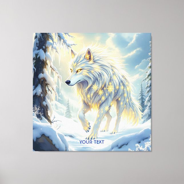 Toile Imaginaire mignon loup blanc hiver (Recto)
