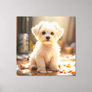 Toile Imaginaire mignon maltais joyeux chiot maltais