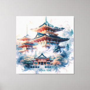 Toile Imaginaire mignon Temple japonais Aquarelle