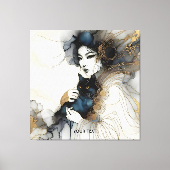 Toile Imaginaire mignonne japonaise fille chat (Recto)