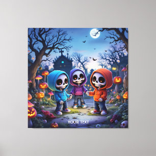 Toile Imaginaire Mignonne Rire Chibi Skeletons