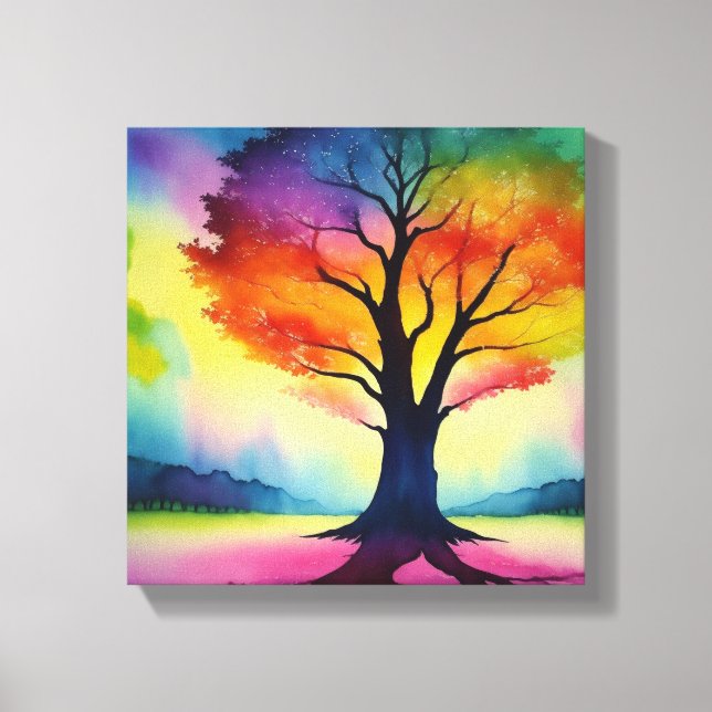Toile Imaginaire Rainbow Color Arbre de vie Abstrait (Recto)
