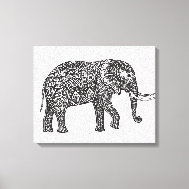 Toile Imaginaire stylisé Eléphant Doodle 6 (Recto)