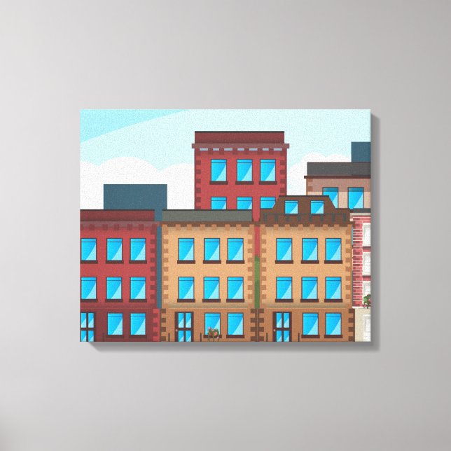 Toile Immeubles en grès brun (Recto)