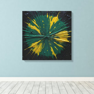 Toile Impact radial : éclatement de peinture verte et ja