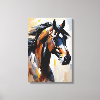 Toile Impasto Portrait d'un cheval noir