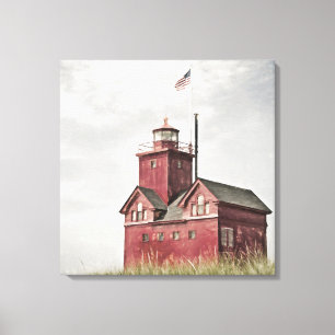 Toile Impressionnisme du phare rouge