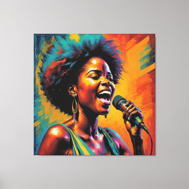 Toile Impressionniste afro-américain de couleur néon (Recto)