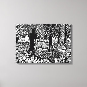 Toile Imprimantes d'art paysager B & W Forêt Art Canvas