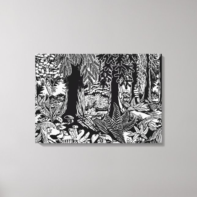 Toile Imprimantes d'art paysager B & W Forêt Art Canvas  (Recto)