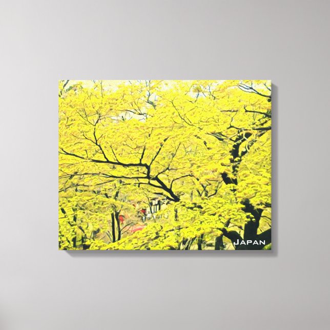 Toile imprimé japonais jaune gingko (Recto)
