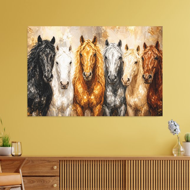 Toile imprimée au couteau palette Chevaux Harmonie (Insitu(Salon))