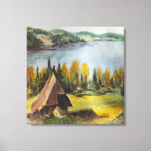 Toile Imprimer Ann Hayes Peinture Chalet Sur Le La