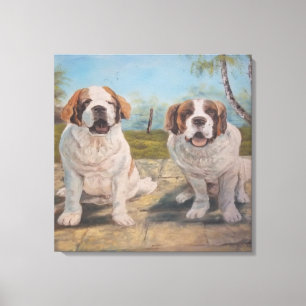 Toile Imprimer Ann Hayes Peinture Deux St Bernards