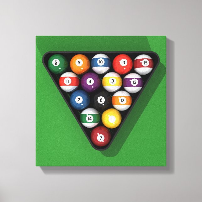 Toile Imprimer : boules de billard en rack / billard (Recto)