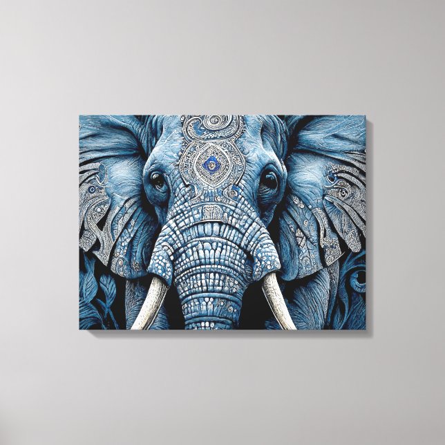 Toile Imprimer : Eléphant Bleu Africain (Recto)
