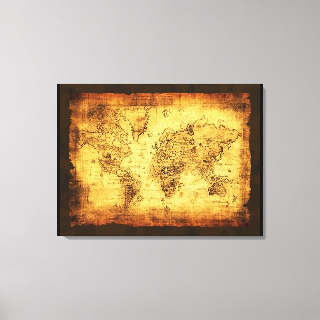 Toile Imprimer l'ancienne carte (Recto)