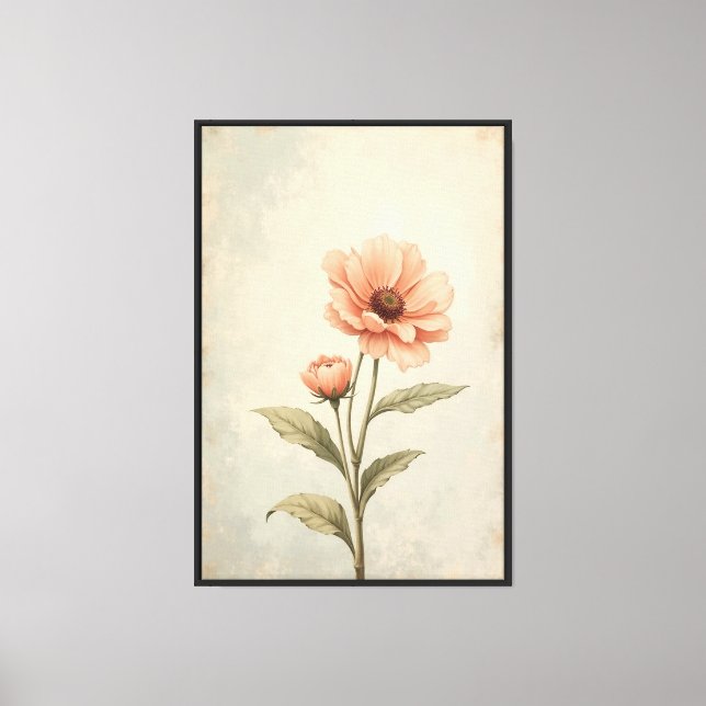 Toile Imprimer l'art végétal rose (Recto)