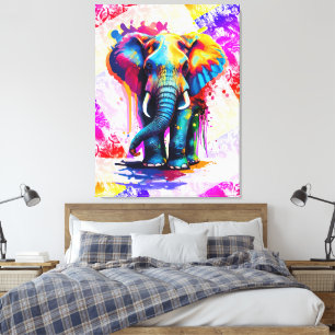 Toile Imprimer mur d'éléphant coloré - Faune